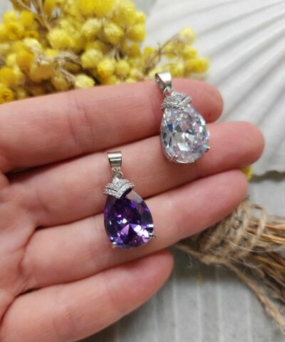 Zirkon Taşlı Damla Kolye Ucu