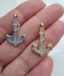 Zirkon Taşlı Gemi Çapası Kolye Ucu