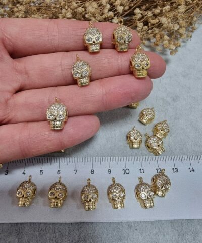 Zirkon Tasli Gold Kuru Kafa Kolye Ucu 2