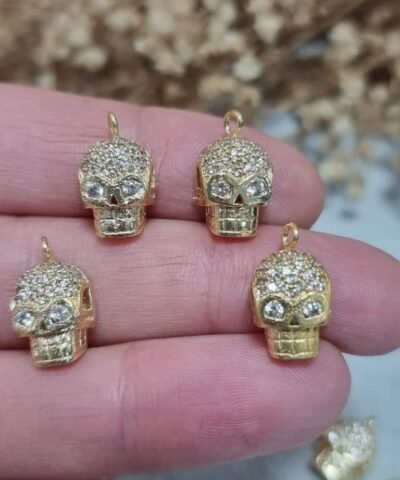 Zirkon Tasli Gold Kuru Kafa Kolye Ucu 3