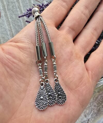 Üçlü Damla Sallantılı Metal Tesbih Püskülü