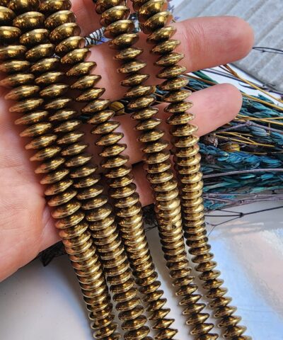 10X4 MM Rondela Doğal Hematit Taşı - Gold