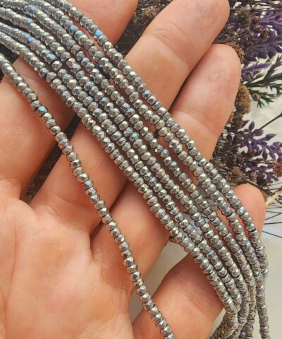 3x1.5 MM Fasetli Rondela Hematit Taşı - Gümüş