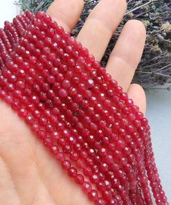 4 MM Faset Granat Renkli Kuvars Taşı