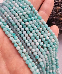 4 MM Faset Larimar Renkli Kuvars Taşı