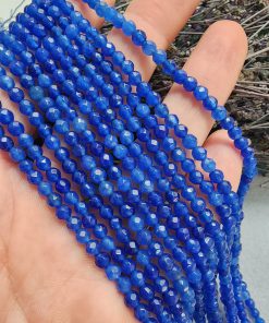 4 MM Faset Mavi Kalsit Renkli Kuvars Taşı