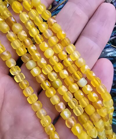 4 MM Küp Sarı Opal Taşı