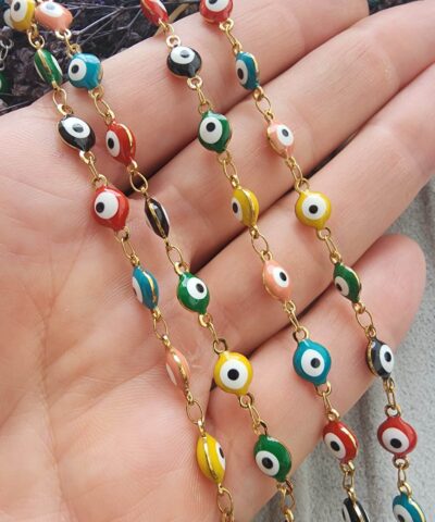 6 MM Nazar Gözlü Çelik Takı Zinciri - 501