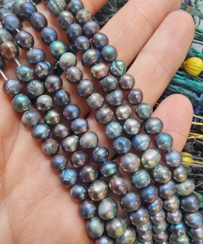 6 MM Oval Doğal Siyah İnci