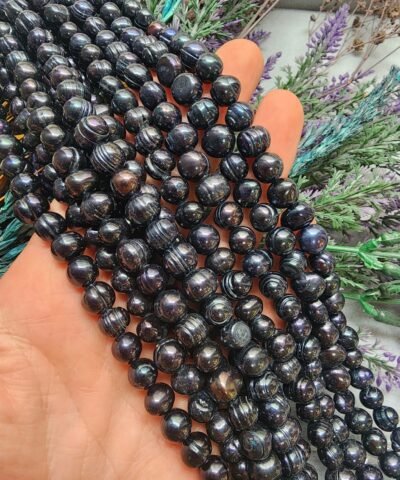 8 MM AA Oval Doğal Siyah İnci