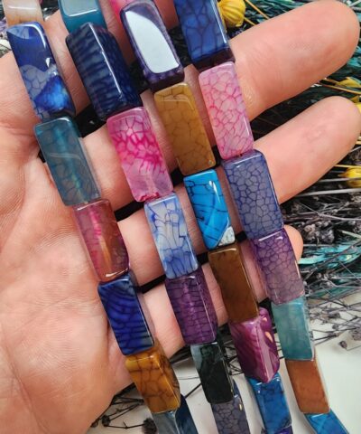 8x18 MM Dikdörtgen Mix Damarlı Akik Taşı