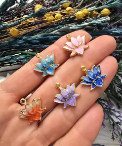 Mineli Lotus Çiçeği Kolye Ucu