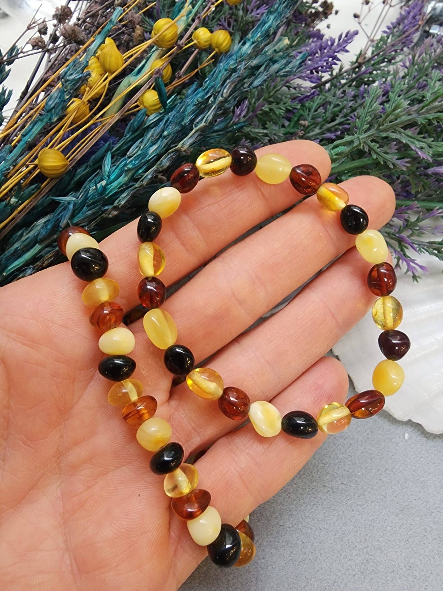 Amorf Mix Litvanya Kehribar Bileklik