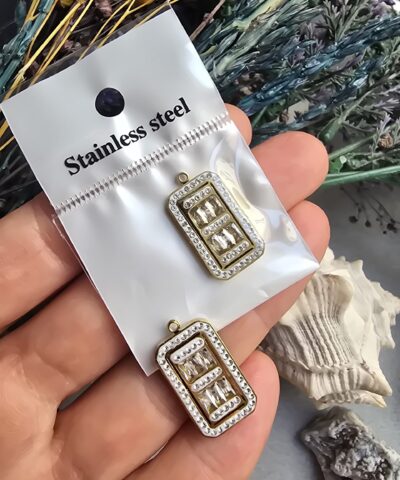 Baget Zirkon Taşlı Çerçeve Kolye Ucu - 501