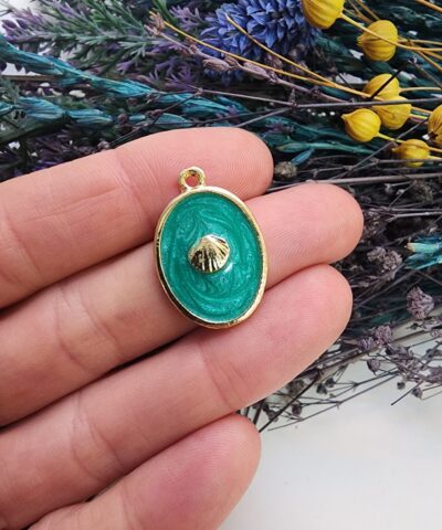 Deniz Kabuğu Madalyon Mineli Kolye Ucu - 504