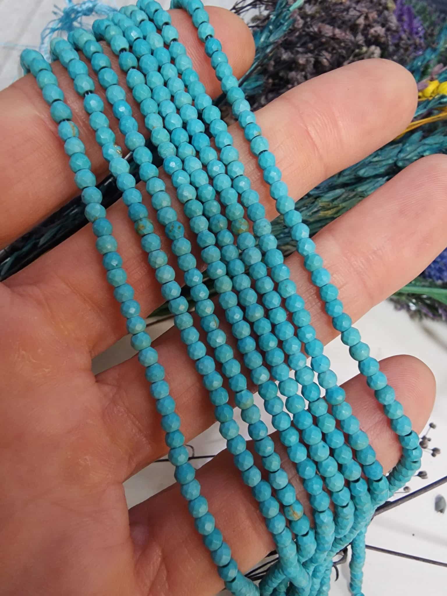 3 MM AAA Fasetli Turkuaz Doğal Taş Boncuk