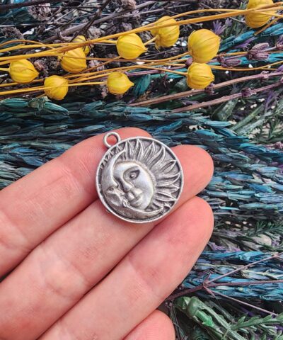 Güneş ve Ay Kolye Ucu - Gümüş