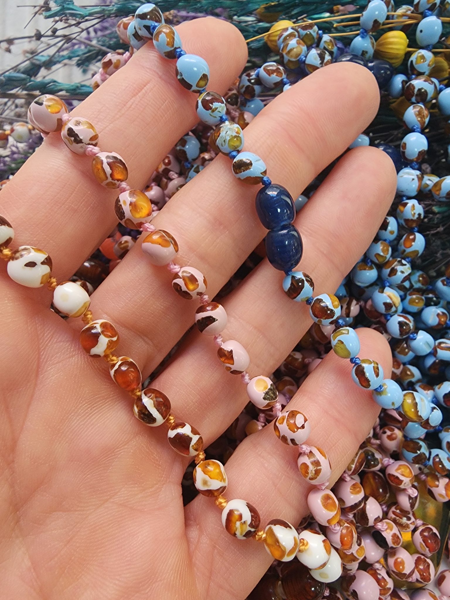 Mozaik Kehribar Bebek Kolyesi - Görsel 2