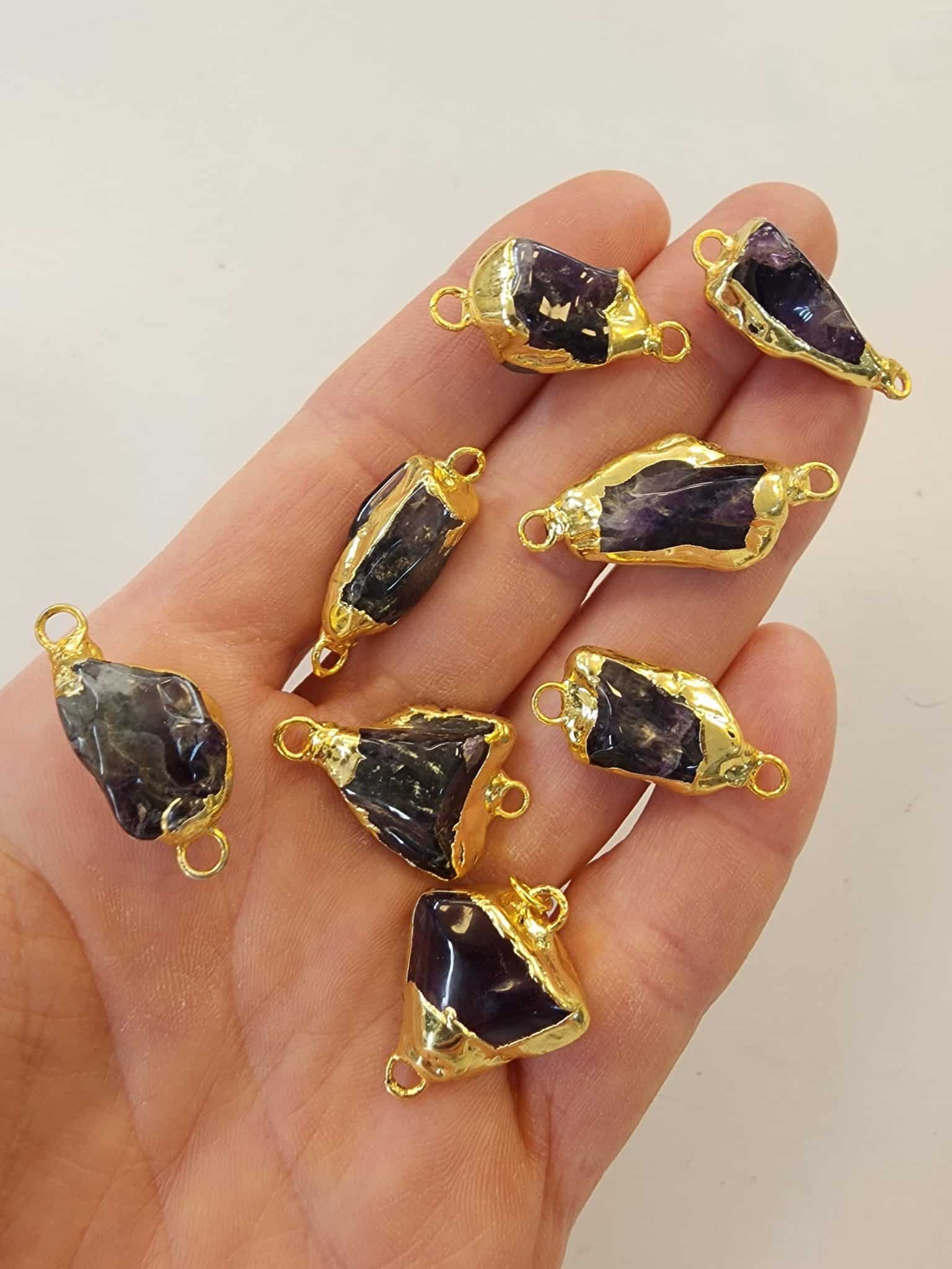 Şekilsiz Ametist Taşı Bileklik Ucu