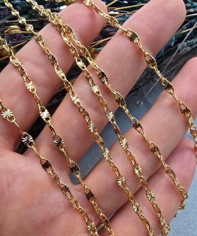 6x3 MM Desenli Badem Takı Zinciri