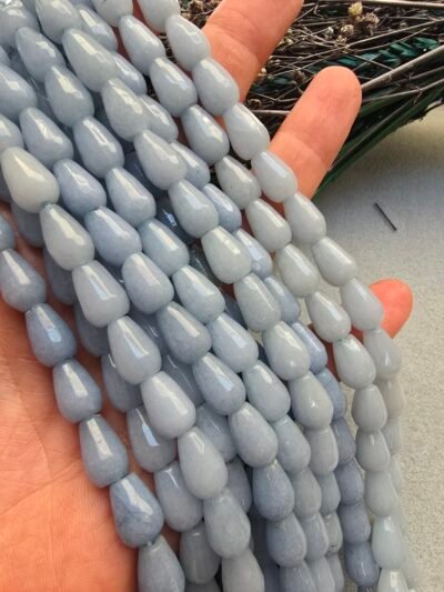 8X12 MM Damla Akuamarin Renkli Kuvars Taşı - Görsel 3
