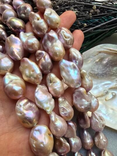 5A Kalite 14 MM Pembe Barok Doğal İnci - Görsel 3