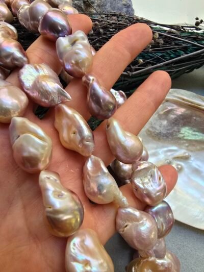5A Kalite 14 MM Pembe Barok Doğal İnci - Görsel 2