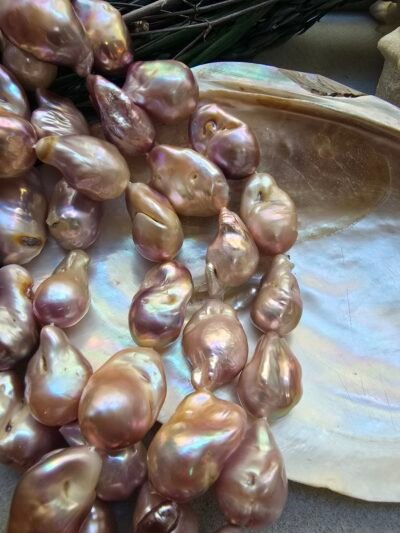 5A Kalite 14 MM Pembe Barok Doğal İnci - Görsel 4