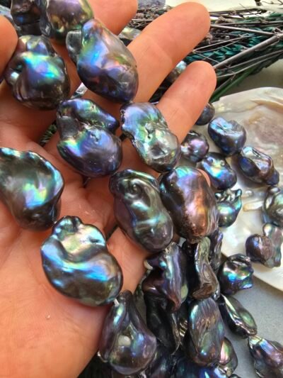 5A Kalite 14 MM Siyah Barok Doğal İnci - Görsel 3