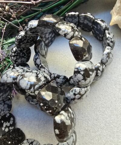 25 MM Karlı Obsidyen Doğal Taş Bileklik