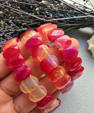 14 Mm Fasetli Ates Madagaskar Akik Tasi Bileklik 3