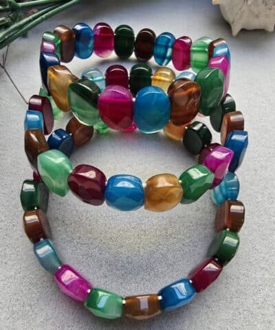 14 Mm Fasetli Karisik Madagaskar Akik Tasi Bileklik 2