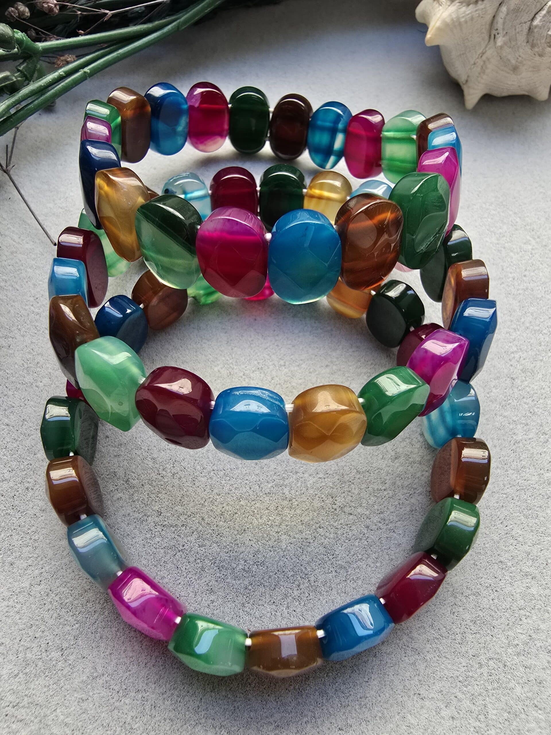 14 Mm Fasetli Karisik Madagaskar Akik Tasi Bileklik 2