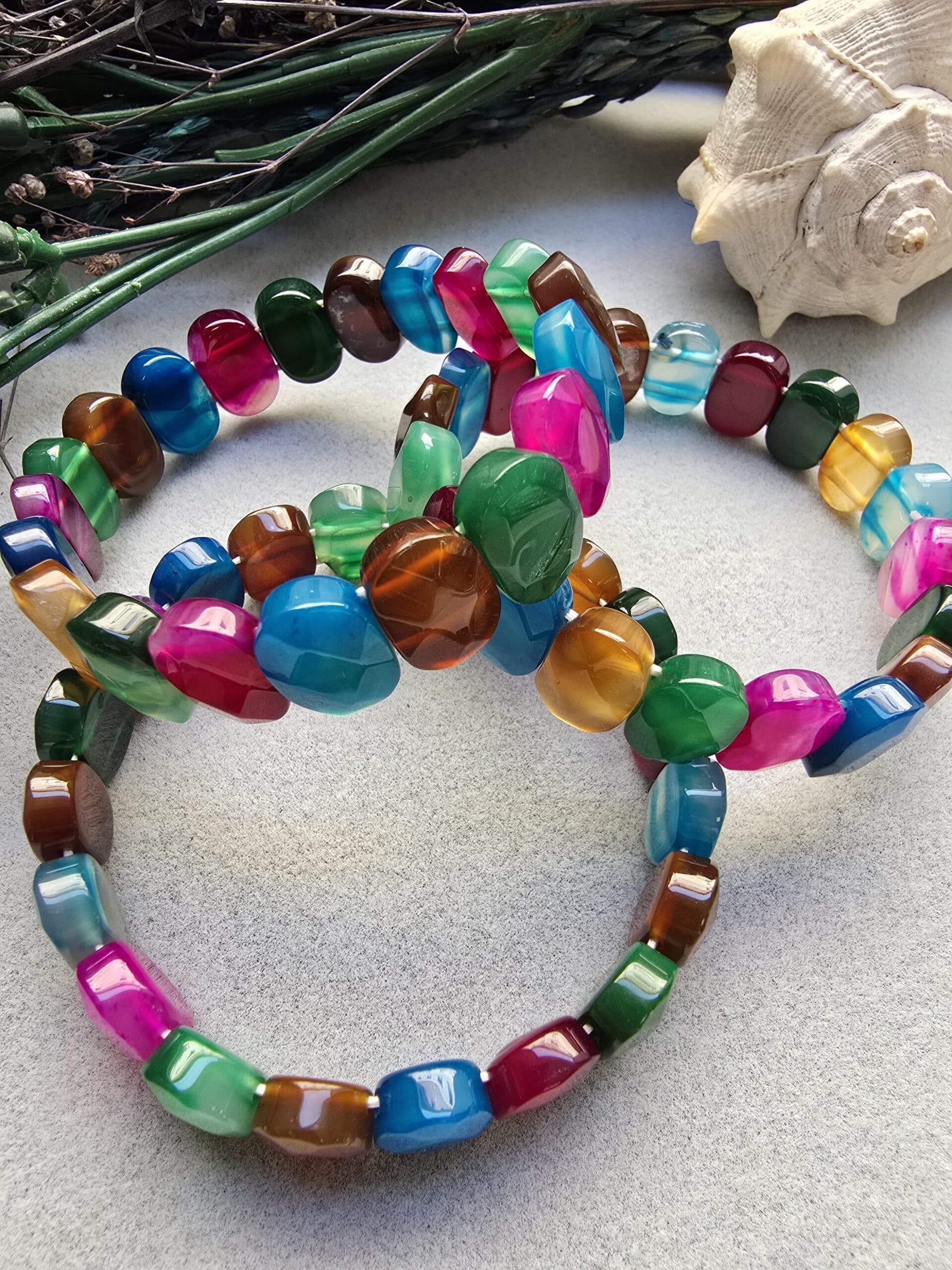 14 Mm Fasetli Karisik Madagaskar Akik Tasi Bileklik