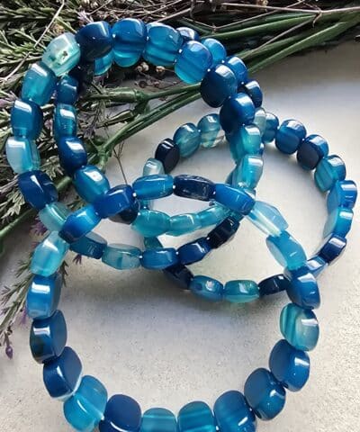 14 Mm Fasetli Mavi Madagaskar Akik Tasi Bileklik