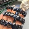 14 Mm Fasetli Siyah Madagaskar Akik Tasi Bileklik 2