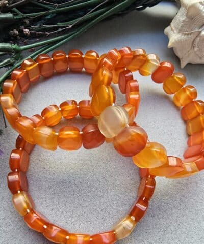 14 Mm Fasetli Turuncu Madagaskar Akik Tasi Bileklik 3