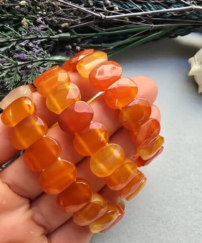 14 Mm Fasetli Turuncu Madagaskar Akik Tasi Bileklik