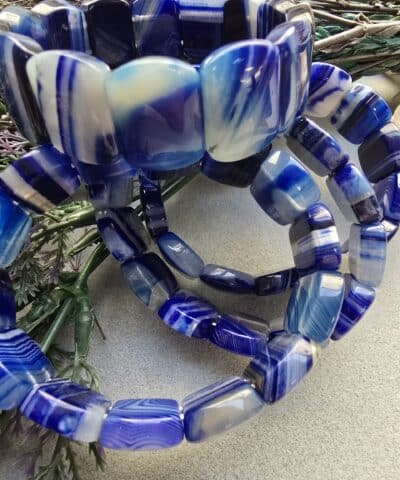 20 Mm Lacivert Madagaskar Akik Tasi Bileklik 4