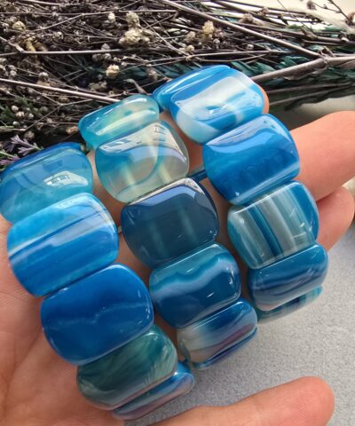 20 Mm Mavi Madagaskar Akik Tasi Bileklik 4