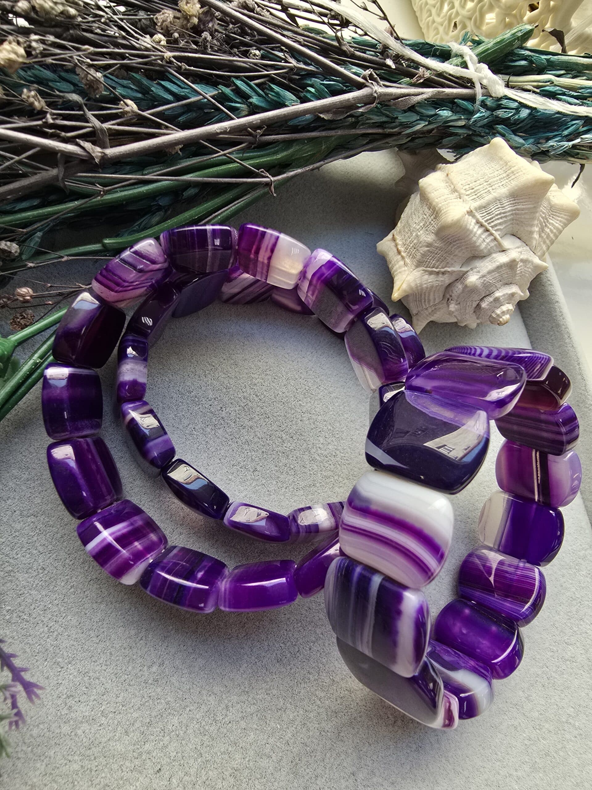 20 Mm Mor Madagaskar Akik Tasi Bileklik 2