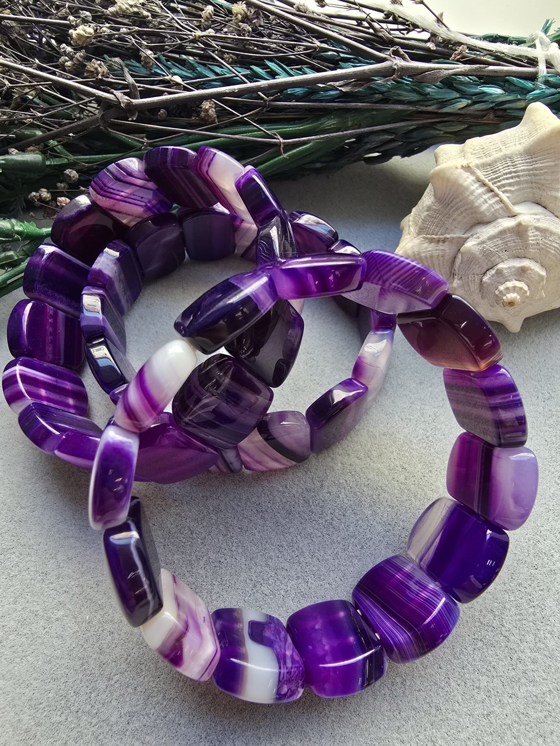 20 Mm Mor Madagaskar Akik Tasi Bileklik 3