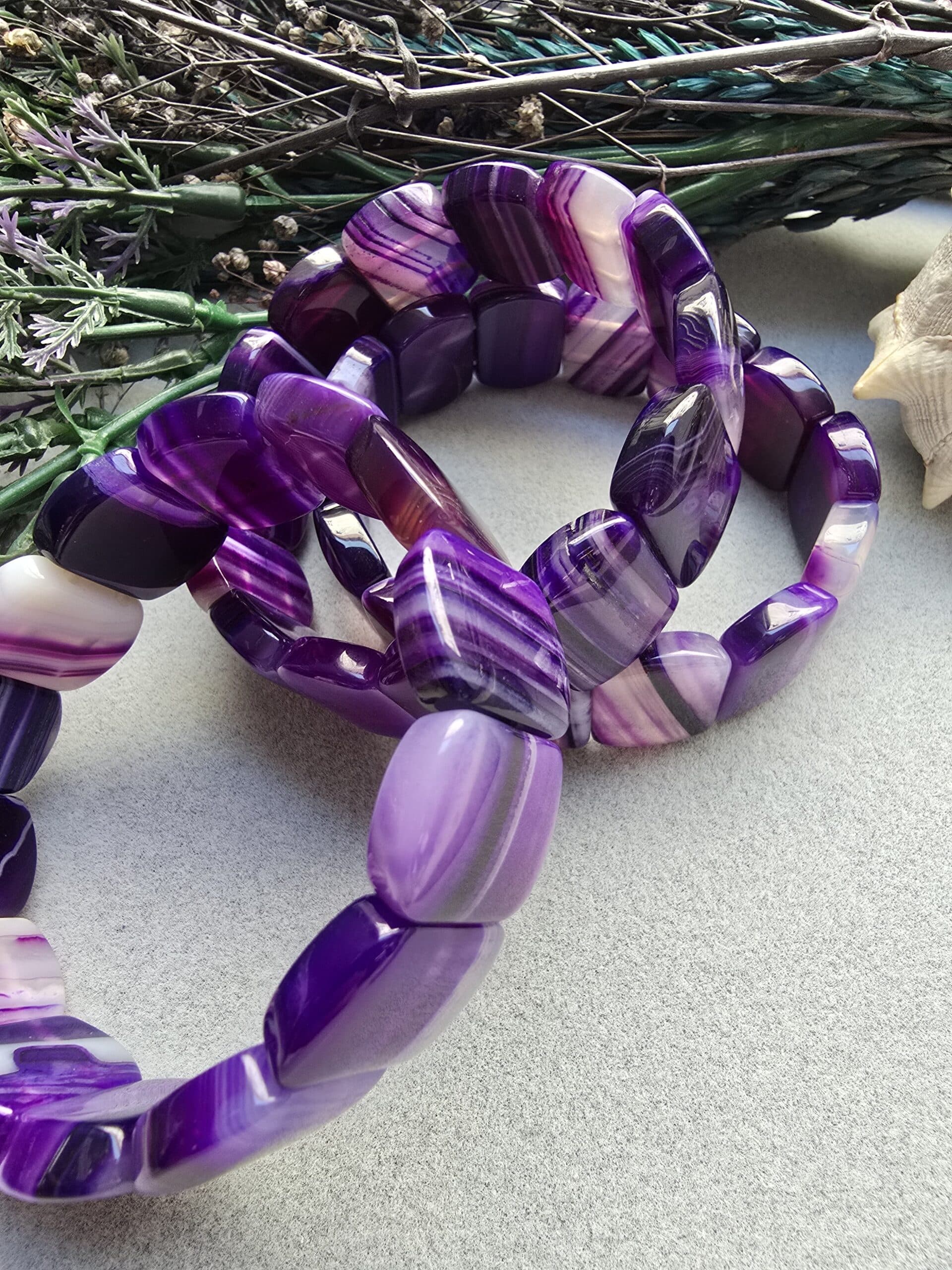 20 Mm Mor Madagaskar Akik Tasi Bileklik 4