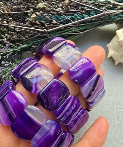 20 Mm Mor Madagaskar Akik Tasi Bileklik