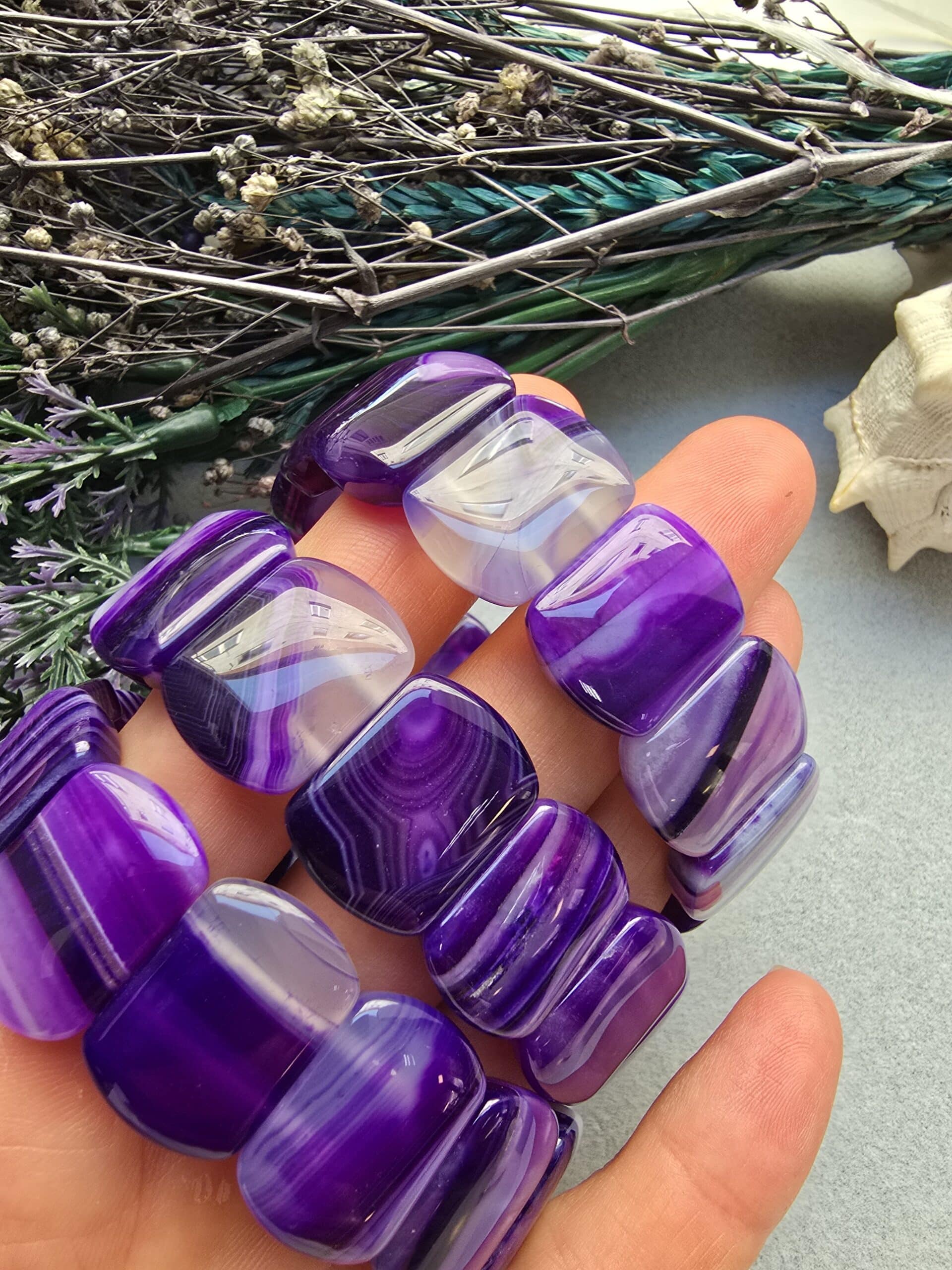 20 Mm Mor Madagaskar Akik Tasi Bileklik