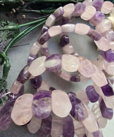20 Mm Pembe Kuvars Ametist Dogal Tas Bileklik 2