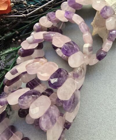 20 Mm Pembe Kuvars Ametist Dogal Tas Bileklik