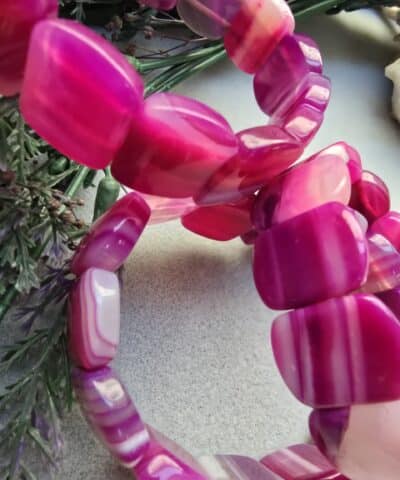 20 Mm Pembe Madagaskar Akik Tasi Bileklik 2