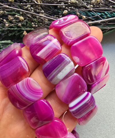 20 Mm Pembe Madagaskar Akik Tasi Bileklik 4