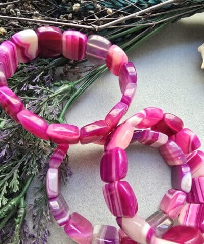 20 Mm Pembe Madagaskar Akik Tasi Bileklik